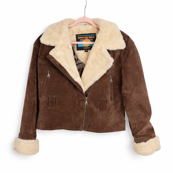 Wilsons Adventure Bound Originals Jackets & Blazers - Wilsons Adventure Bound Vintage Brown Suede Shearling Aviator Jacket Large